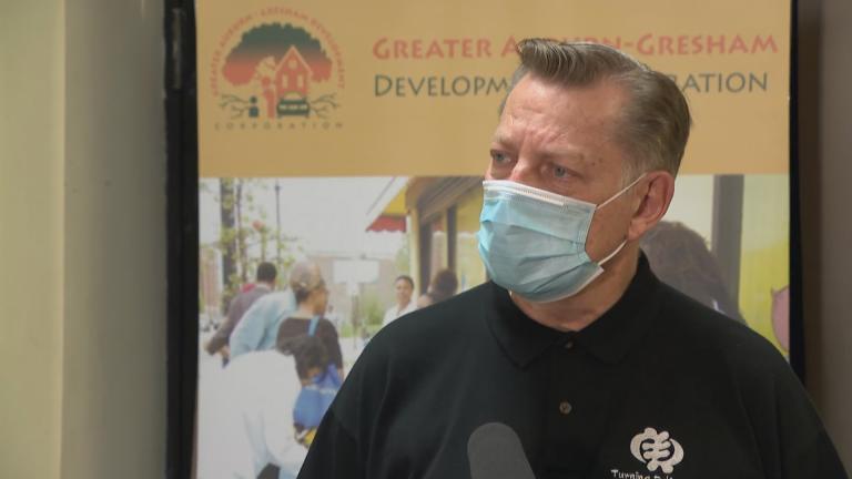 The Rev. Michael Pfleger appears on “Chicago Tonight” on April 28, 2020. (WTTW News)