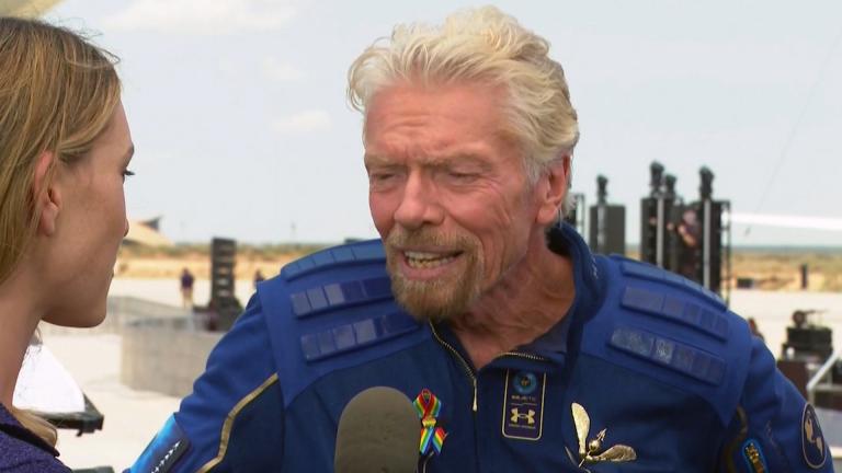 On Sunday, July 11, 2021, Richard Branson became the first person to fly into space on a self-funded ship. (WTTW News via CNN)