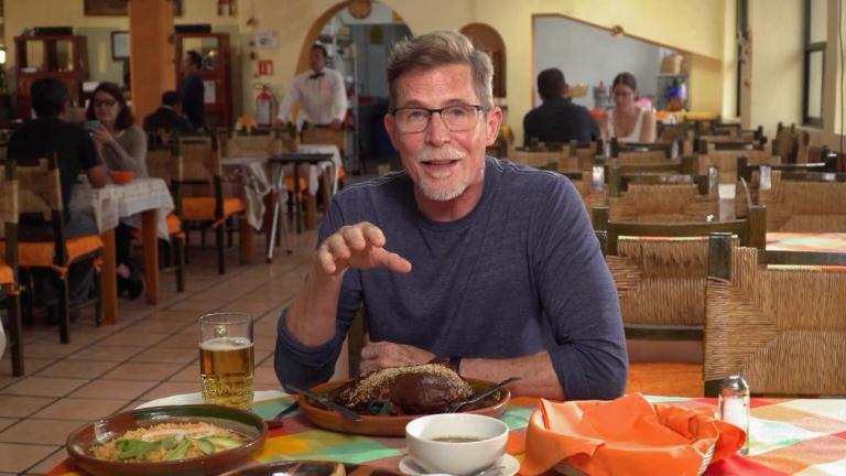 Chef and restaurateur Rick Bayless, as pictured in a screenshot from the PBS show “Mexico — One Plate at a Time.”