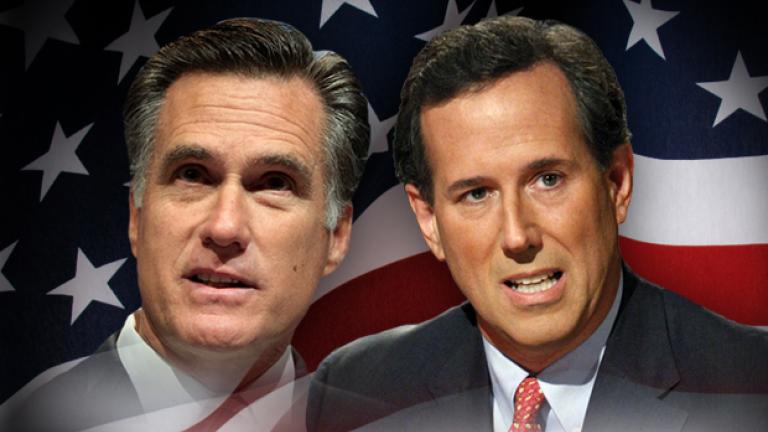 Mitt Romney (left) and Rick Santorum