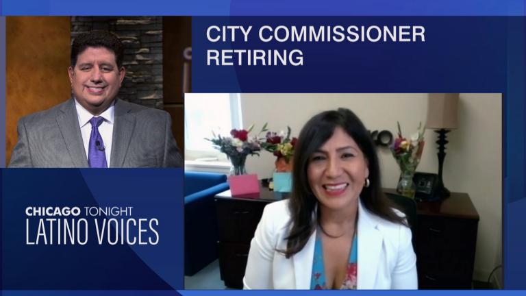 Commissioner Rosa Escareño joins “Chicago Tonight: Latino Voices” via Zoom to discuss her background, history and legacy as she steps down from Chicago’s Department of Business Affairs and Consumer Protection, July 30, 2021. (WTTW News)