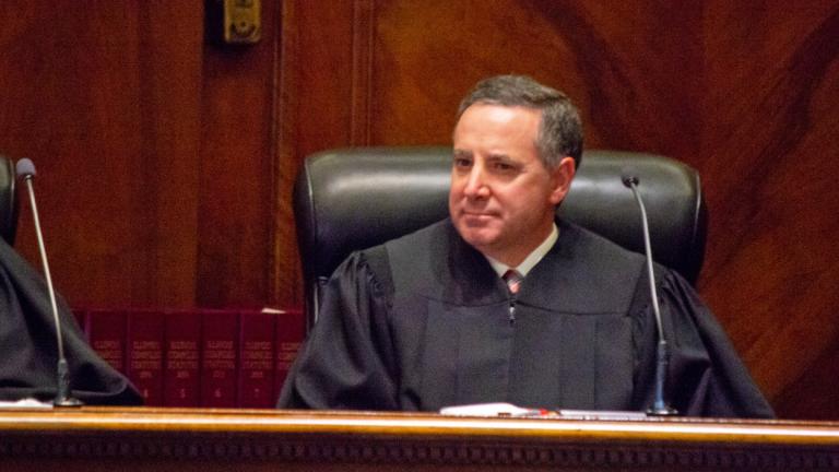 Illinois Supreme Court Justice David Overstreet is pictured in a file photo in the Supreme Court chamber. He authored a unanimous opinion upholding the state’s lifetime residency restrictions for child sex offenders. (Jerry Nowicki / Capitol News Illinois)