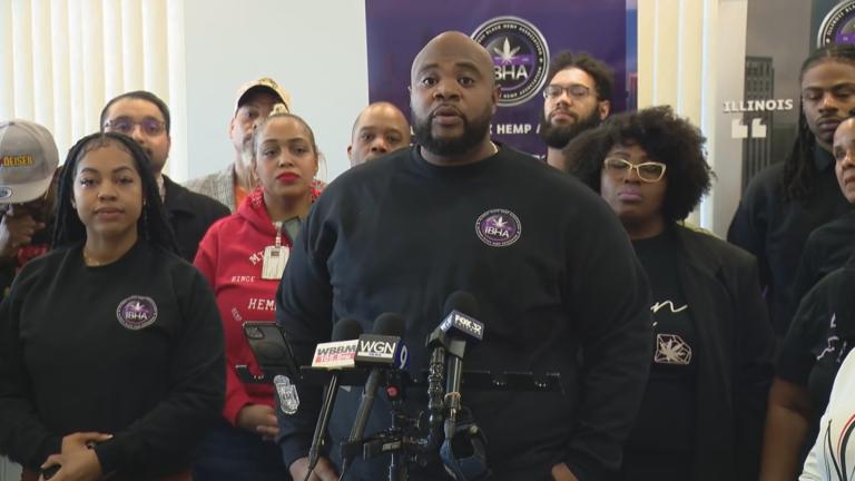 Samuel Wilson, owner of the Prohibition THC Cafe, speaks at a news conference Thursday, Jan. 16, 2025. (WTTW News)