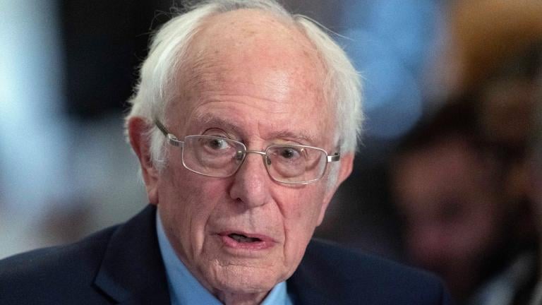 Sen. Bernie Sanders, I-Vt., speaks with reporters at the U.S. Capitol, March 7, 2024, in Washington. Prosecutors say the man accused of starting a fire outside Sen. Sanders’ Vermont office has had past brushes with the law involving guns and a history of traveling from place to place. (AP Photo / Jose Luis Magana, file)