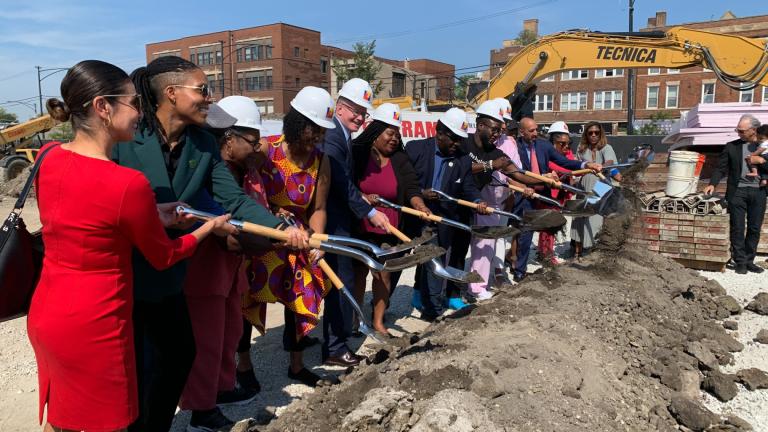 Elected officials, community members and partners gathered for a groundbreaking ceremony for Sankofa Wellness Center in West Garfield Park on September 16, 2024. (Eunice Alpasan / WTTW News)