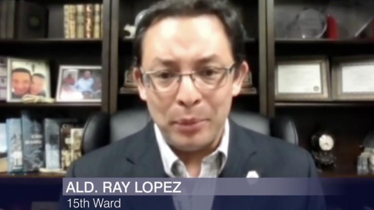 Ald. Raymond Lopez appears on Chicago Tonight by Zoom on May 20, 2021. (WTTW News)