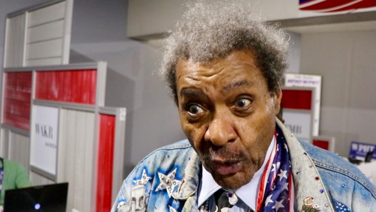 Don King behind the scenes at the RNC. (Evan Garcia / Chicago Tonight)