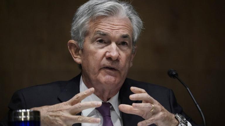 Federal Reserve Board Chairman Jerome Powell testifies during a Senate Banking Committee hearing, Thursday Sept. 24, 2020 on Capitol Hill in Washington about the CARES Act and the economic effects of the coronavirus pandemic. (Drew Angerer / Pool via AP)