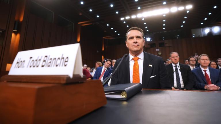 Acting Attorney General Todd Blanche appears before the Senate Judiciary Committee on Capitol Hill in Washington, Wednesday, July 15, 2026. (AP Photo / Mark Schiefelbein)