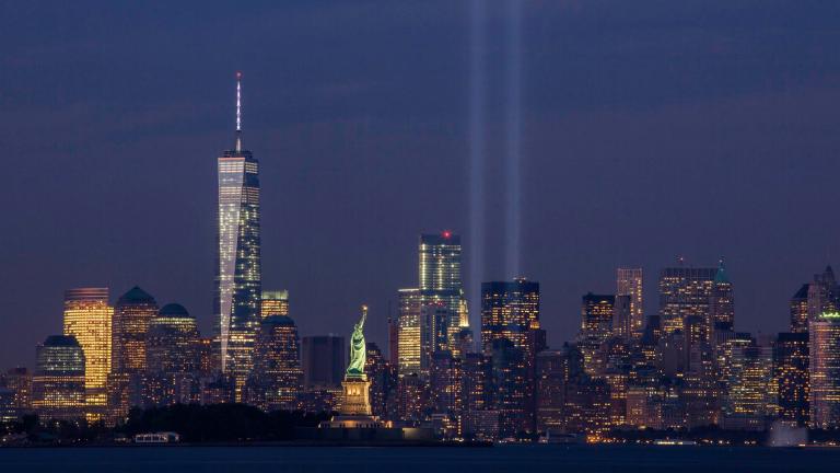 The “Tribute in Light” art installation in New York City serves as a remembrance of the terror attacks on Sept. 11, 2001. (Anthony Quintano / Flickr)