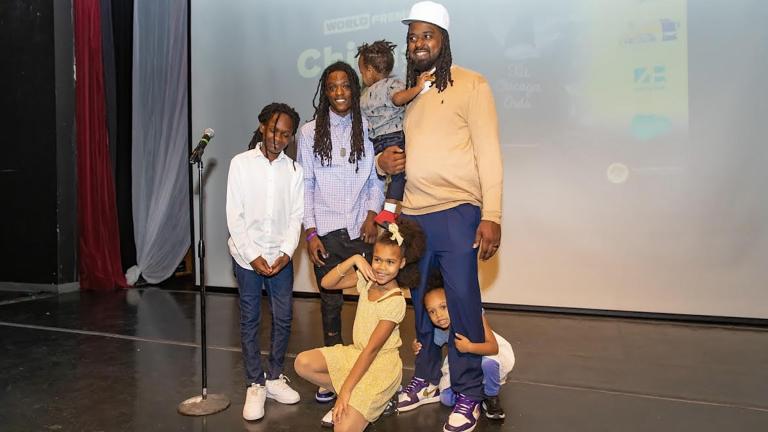 Shermann “Dilla” Thomas and his family at a March 31, 2022, fundraiser for his Chicago Mahogany Tours. (Credit: Vashon Jordan Jr.)