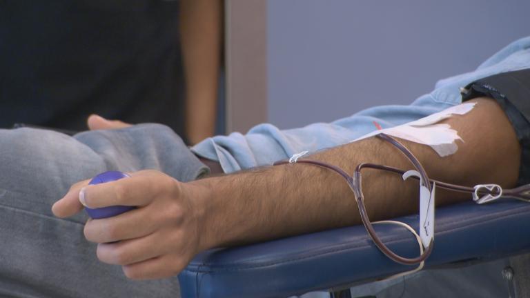 File photo of a person getting a blood transfusion. (WTTW News)