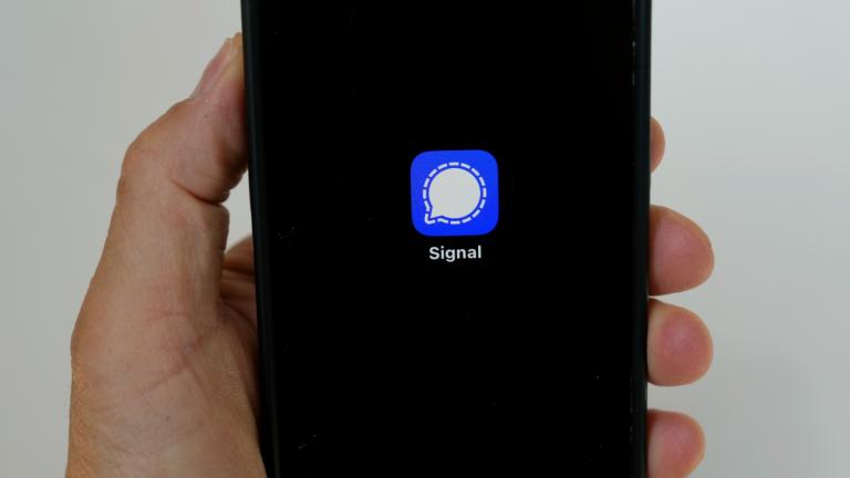 An image of the Signal app is shown on a mobile phone in San Francisco, March 18, 2025. (AP Photo / Jeff Chiu, file)