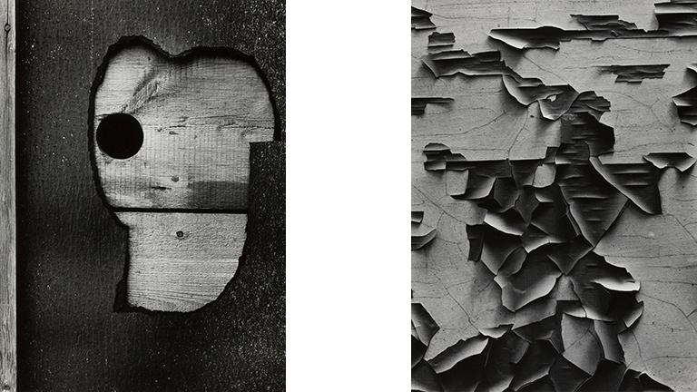 Left: Aaron Siskind. Gloucester 16 1944, 1944. (The Art Institute of Chicago, The Mary and Leigh Block). Right: Aaron Siskind. Jerome 21 1949, 1949. (The Art Institute of Chicago, Gift of Aaron Siskind) 