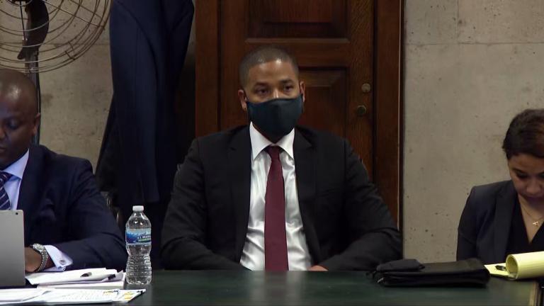 Jussie Smollett attends his sentencing hearing on March 10, 2022. (WTTW News)