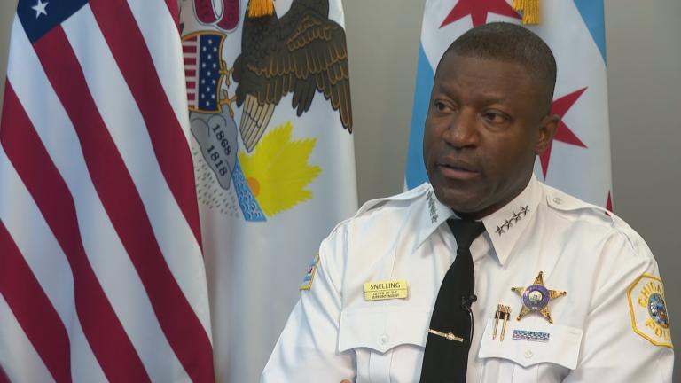 Chicago Police Superintendent Larry Snelling appears on “Chicago Tonight: Black Voices” on Oct. 18, 2023. (WTTW News)
