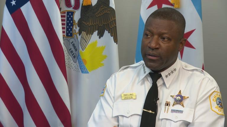 Chicago Police Superintendent Larry Snelling appears on “Chicago Tonight: Black Voices” on Oct. 18, 2023. (WTTW News)