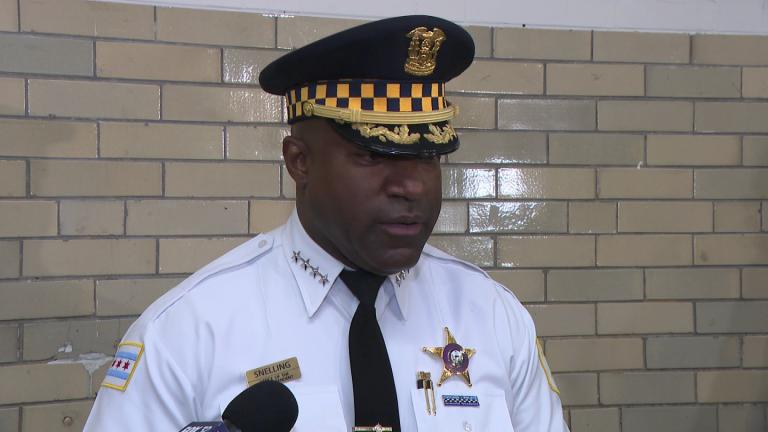 Chicago Police Supt. Larry Snelling talks to the news media following a meeting of the Community Commission for Public Safety and Accountability on Thursday, April 2, 2026. (WTTW News)