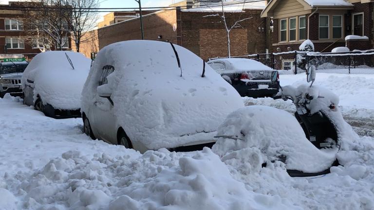 Nearly a foot of snow blanketed the Chicago region over the weekend, leaving cars covered Monday, Feb. 1. (Patty Wetli / WTTW News) Nearly a foot of snow blanketed the Chicago region over the weekend, leaving cars covered Monday, Feb. 1. (Patty Wetli / WTTW News)