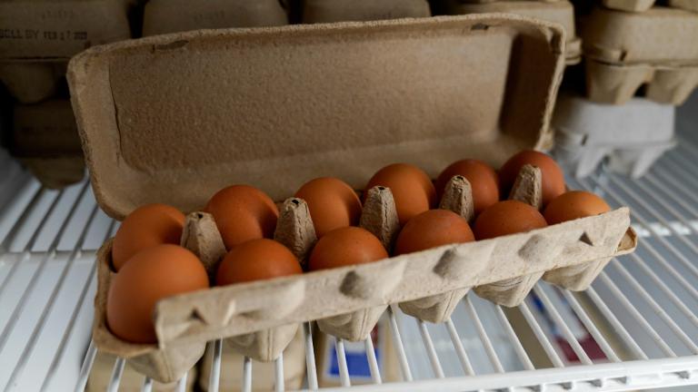Cartons of eggs are for sale Tuesday, Jan. 10, 2023, at Historic Wagner Farm in Glenview, Ill. (AP Photo / Erin Hooley)