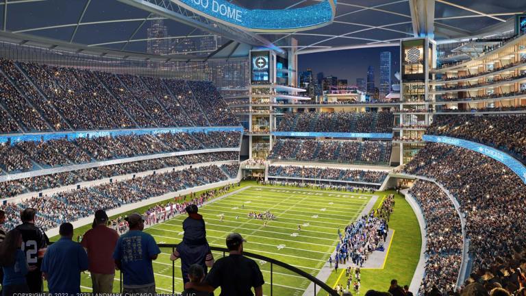 A rendering of a proposed dome on Soldier Field (Credit: Landmark Chicago Interests LLC)