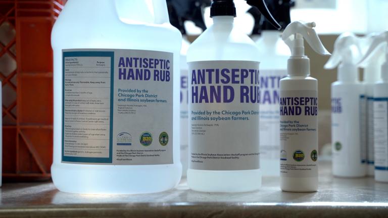 The Chicago Park District and the Illinois Soybean Association are partnering on hand sanitizer. (Courtesy of the Chicago Park District)