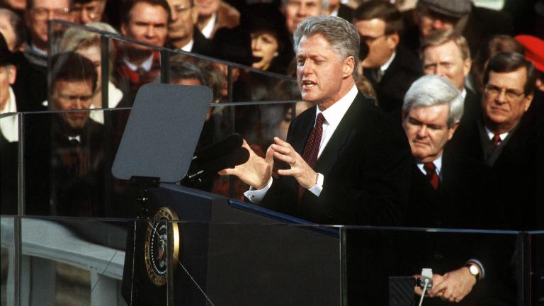 President Bill Clinton gives his inaugural address on Jan. 20, 1997. (Renee Humble / Wikimedia Commons) 