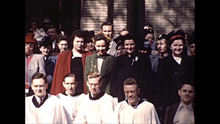 Still image from 1947 film footage of St. Paul’s Church by-the-Lake uncovered by Jeff Nichols.