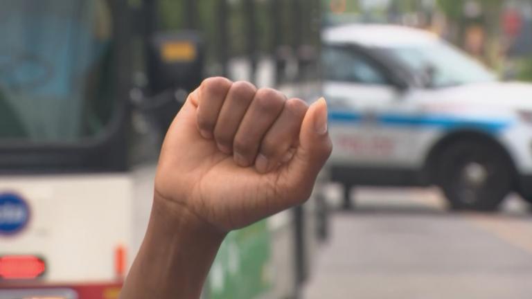 A scene from a protest in Chicago on June 4, 2020. (WTTW News)
