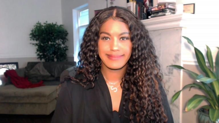 CTU President-Elect Stacy Davis Gates joins “Chicago Tonight” via Zoom, May 24, 2022. (WTTW News)