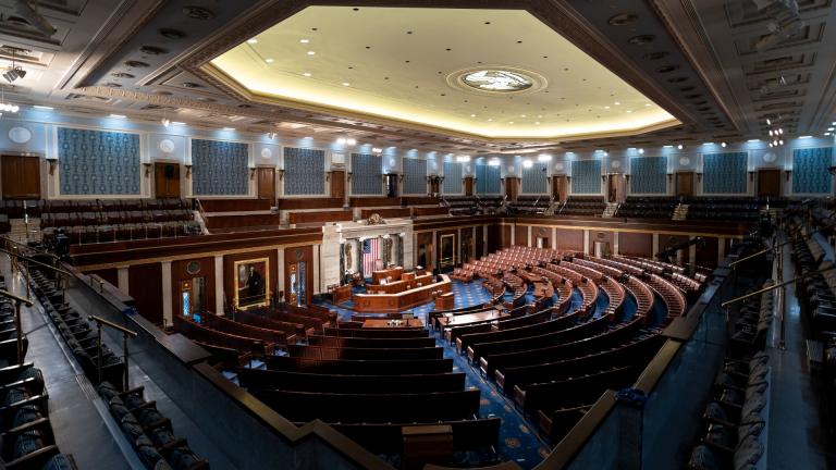 The chamber of the House of Representatives is seen at the Capitol in Washington, Monday, Feb. 28, 2022, where President Joe Biden will deliver his State of the Union speech Tuesday night to a joint session of Congress and the nation. (AP Photo / J. Scott Applewhite)