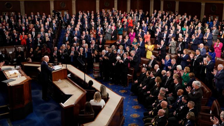 President Joe Biden delivers his State of the Union speech to a joint session of Congress, at the Capitol in Washington, Tuesday, Feb. 7, 2023. (AP Photo / J. Scott Applewhite)