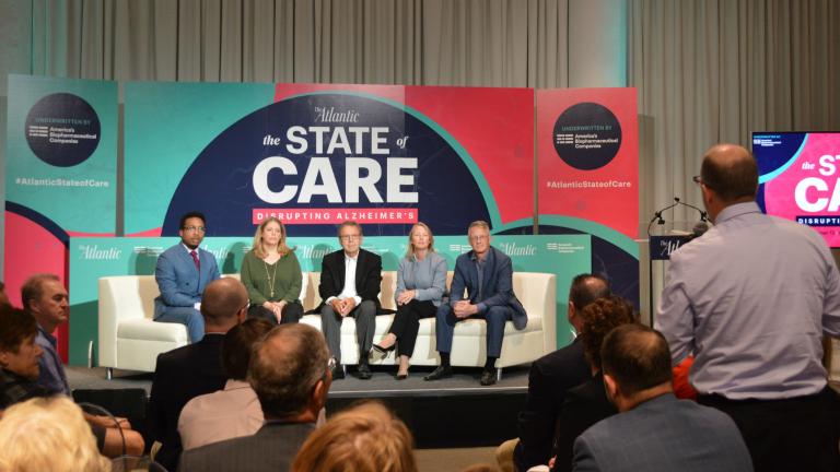 Speakers at The Atlantic’s “Disrupting Alzheimer’s” event on Wednesday, Sept. 12, 2018. (Kristen Thometz / Chicago Tonight)