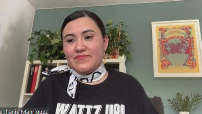 Stephanie Manriquez appears on “Chicago Tonight” on June 23, 2020. (WTTW News)