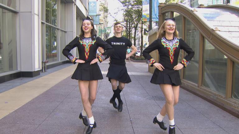 Trinity Irish Dancers participate in Sunday on State performances. (WTTW News)