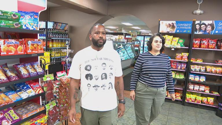 Adam Carson and Nydia Gonzalez-Carson, owners of Supermarcado Gonzalez in Waukegan. (WTTW News)
