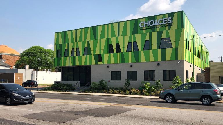 Cars drive past CHOICES: Memphis Center for Reproductive Health on Thursday, May 12, 2022, in Memphis, Tenn. The clinic is opening a new one in Carbondale, Ill., later this year. (AP Photo / Adrian Sainz)