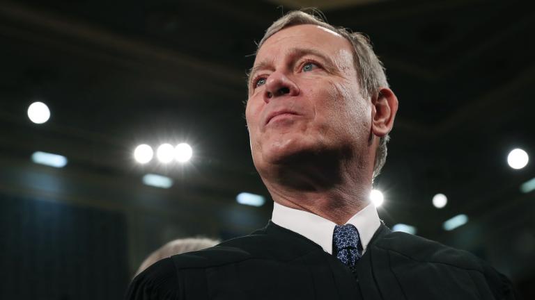 In this Tuesday, Feb. 4, 2020, file photo, Supreme Court Chief Justice John Roberts arrives before President Donald Trump delivers his State of the Union address to a joint session of Congress on Capitol Hill in Washington. (Leah Millis / Pool via AP, File)