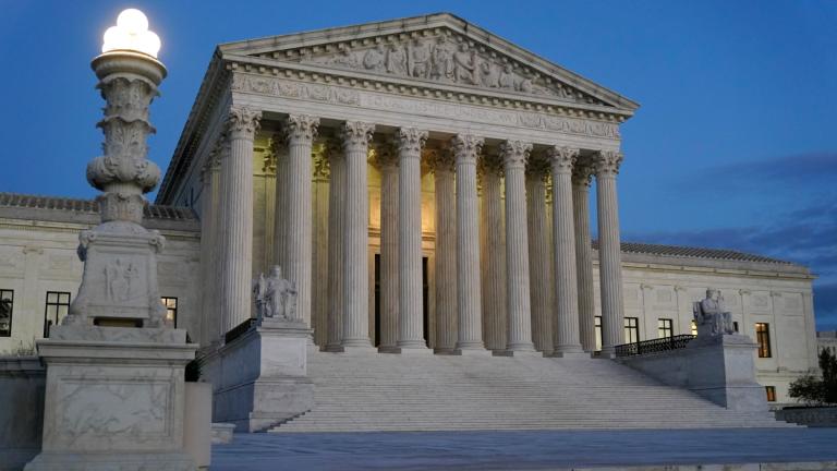 Light illuminates part of the Supreme Court building at dusk on Capitol Hill in Washington, Nov. 16, 2022. (AP Photo / Patrick Semansky, File)