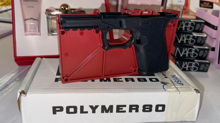 A ghost gun that police seized from an organized shoplifting crime ring is on display during a news conference at the Queens District Attorney's office in New York City, Nov. 26, 2024. (AP Photo / Ted Shaffrey, File)