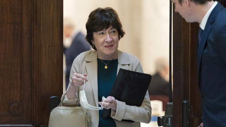 Sen. Susan Collins, R-Maine, leaves a policy luncheon, on Feb., 17, 2022, on Capitol Hill in Washington.  (AP Photo / Jacquelyn Martin, File)