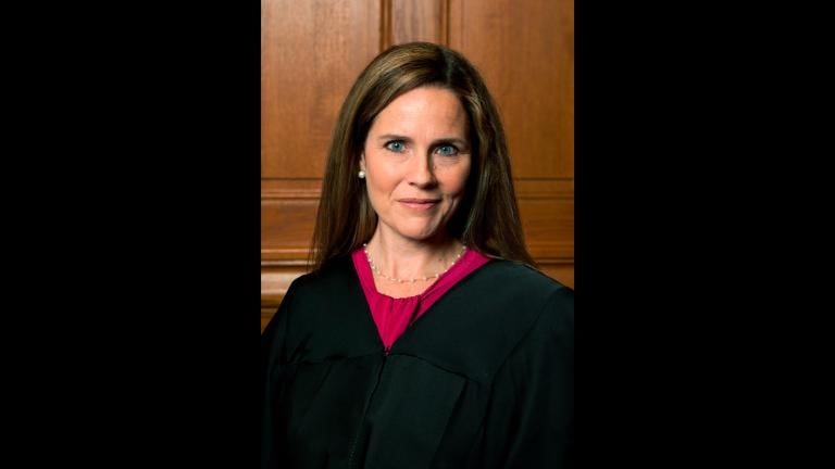 This image provided by Rachel Malehorn shows Judge Amy Coney Barrett in Milwaukee, on Aug. 24, 2018. (Rachel Malehorn, rachelmalehorn.smugmug.com, via AP) This image provided by Rachel Malehorn shows Judge Amy Coney Barrett in Milwaukee, on Aug. 24, 2018. (Rachel Malehorn, rachelmalehorn.smugmug.com, via AP)