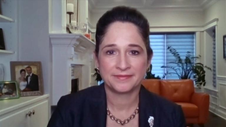 Illinois Comptroller Susana Mendoza appears on “Chicago Tonight” via Zoom on Tuesday, March 16, 2021. (WTTW News)