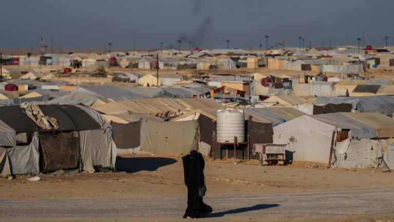 A woman walks in the al-Hol camp in northeastern Syria's Hasakeh province, where tens of thousands of mostly women and children linked to the Islamic State group have been living for years, Thursday, Jan. 30, 2025. (AP Photo / Bernat Armangue,File)