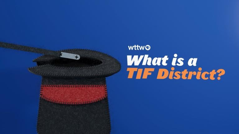 A graphic that says "What is a TIF District?" (WTTW News) A graphic that says "What is a TIF District?" (WTTW News)