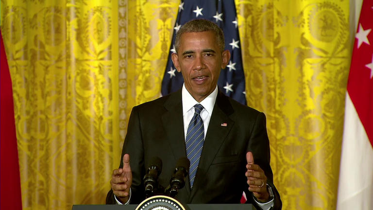 President Barack Obama comments on the TPP during a press conference at the White House with Singapore Prime Minister Lee Hsien Loong on Aug. 2, 2016. (CNN)