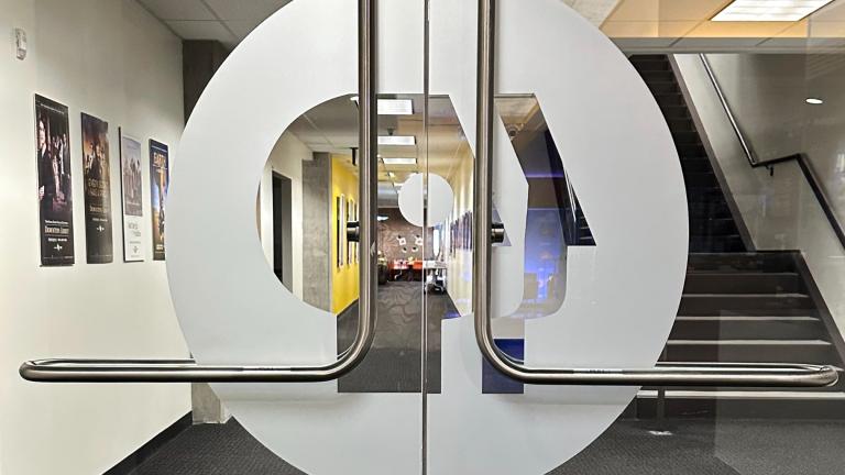 An entrance to the Arizona PBS offices in the Walter Cronkite School of Journalism and Mass Communication in Phoenix is seen Friday, May 2, 2025. (AP Photo / Katie Oyan, File)