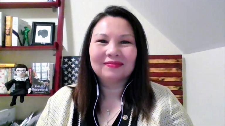 Sen. Tammy Duckworth joins “Chicago Tonight” via Zoom. Feb. 3, 2022. (WTTW News)