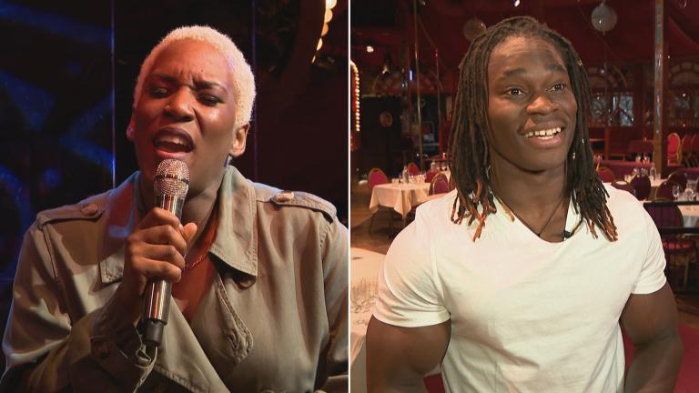 Liv Warfield, left, and Alseny Sylla are new cast members of the Teatro ZinZanni show “Love, Chaos and Dinner.” (WTTW News)