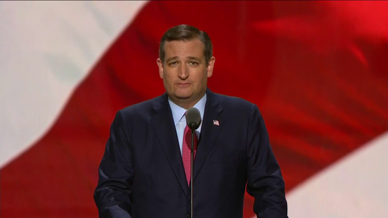 Ted Cruz speaks at the Republican National Convention on Wednesday, July 20. 
